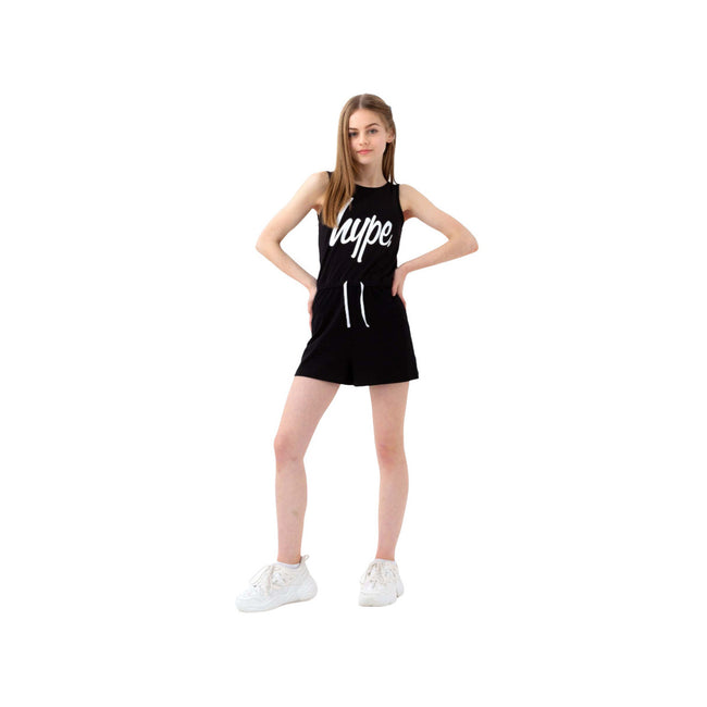 Black - Back - Hype Girls Script Playsuit