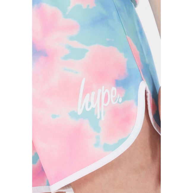 Blue-Pink - Side - Hype Girls Dream Smudge Script Casual Shorts
