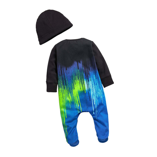 Blue-Green - Back - Hype Baby Drips Sleepsuit