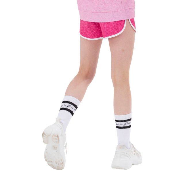 Pink-White - Back - Hype Girls Speckle Fade Casual Shorts