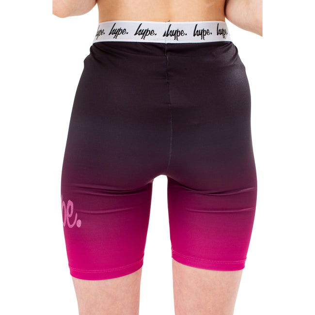Berry-Black-White - Back - Hype Girls Fade Script Cycling Shorts