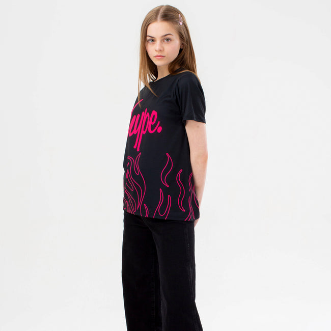 Black-Pink - Lifestyle - Hype Girls Groovey Flames T-Shirt
