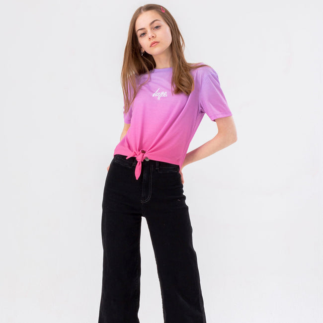 Pink-Purple - Back - Hype Girls Scribble Cropped T-Shirt
