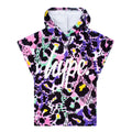 Pink-Purple-Black - Front - Hype Girls Disco Leopard Print Hooded Towel