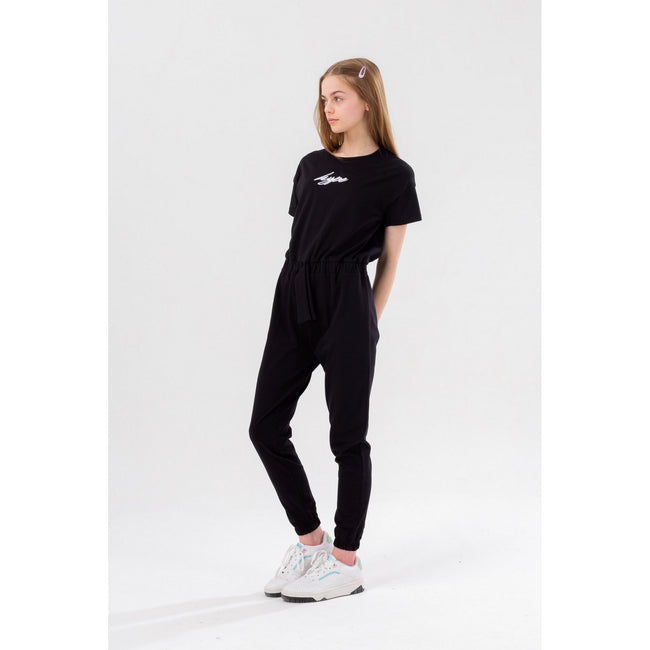 Black - Side - Hype Girls Script Jumpsuit