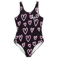Black-Pink - Front - Hype Girls Heart One Piece Swimsuit
