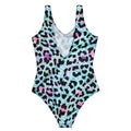 Blue-Black - Back - Hype Girls Leopard Print One Piece Swimsuit