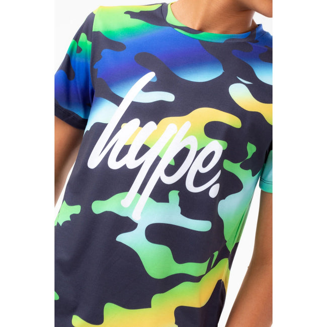 Blue-Yellow-Green - Side - Hype Boys Camo T-Shirt