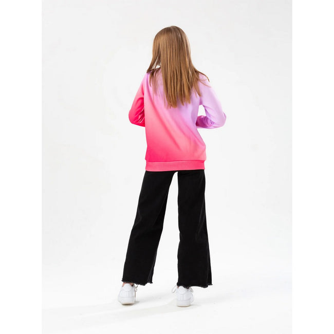 Pink - Back - Hype Girls Fade Holographic Script Crew Neck Sweatshirt