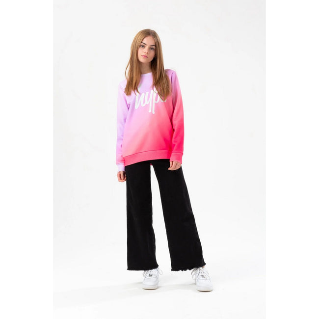 Pink - Side - Hype Girls Fade Holographic Script Crew Neck Sweatshirt