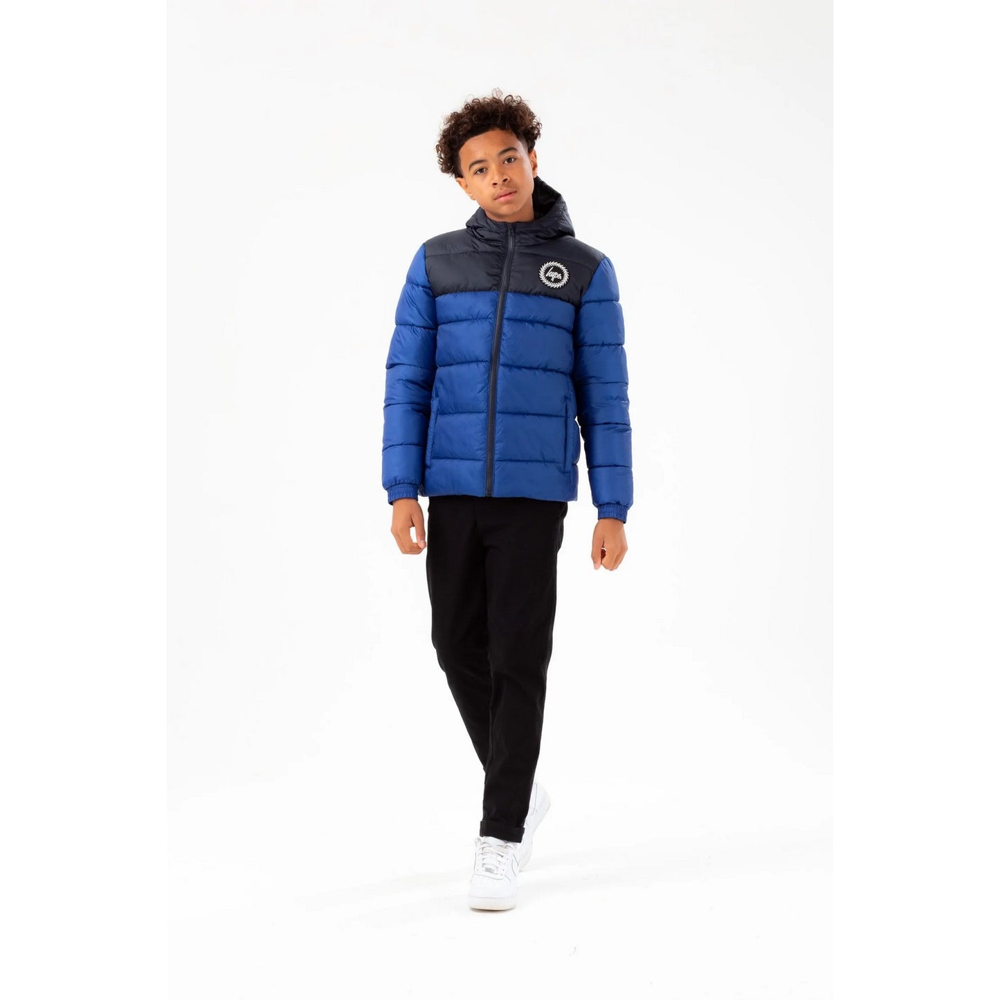 Cobalt Blue-Black - Pack Shot - Hype Boys Colour Block Padded Jacket