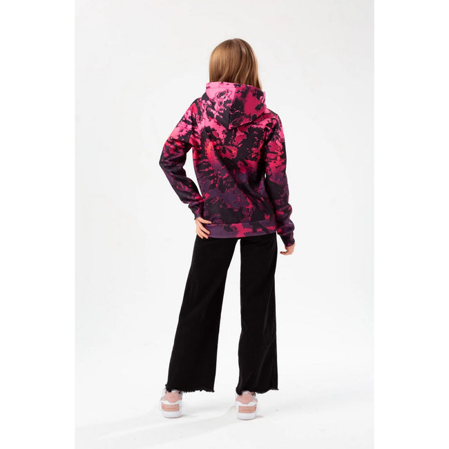Pink-Black - Back - Hype Girls Tie Dye Hoodie