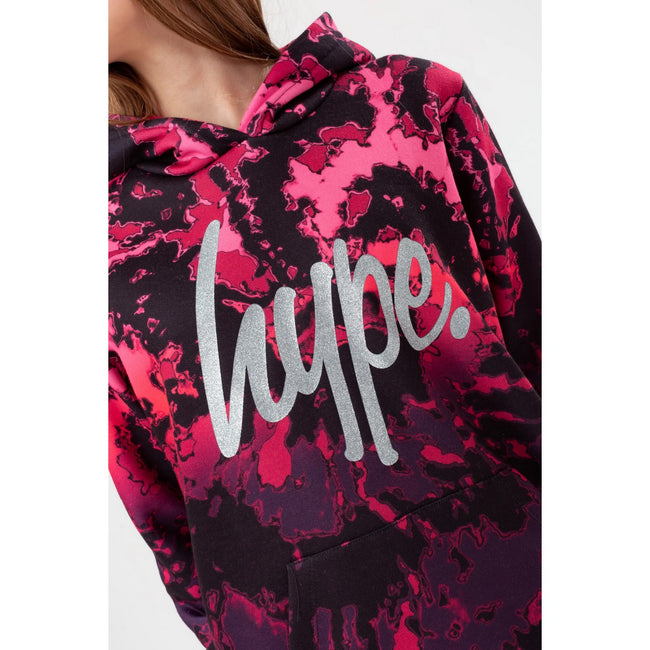 Pink-Black - Side - Hype Girls Tie Dye Hoodie