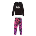 Black-Multicoloured - Front - Hype Girls Love Leopard T-Shirt And Leggings Set