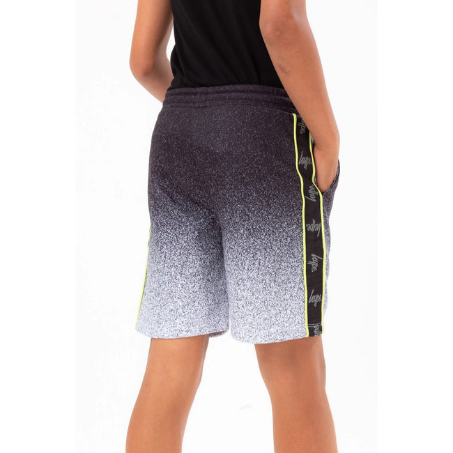Monochrome-Lime - Back - Hype Boys Speckle Fade Script Taped Shorts