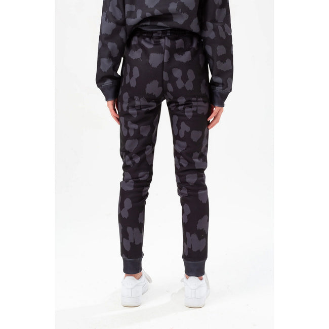 Black - Back - Hype Girls Cheetah Foil Script Jogging Bottoms