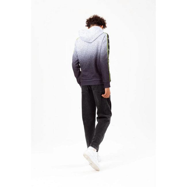 Monochrome-Lime - Back - Hype Boys Mono Speckle Fade Script Taped Hoodie