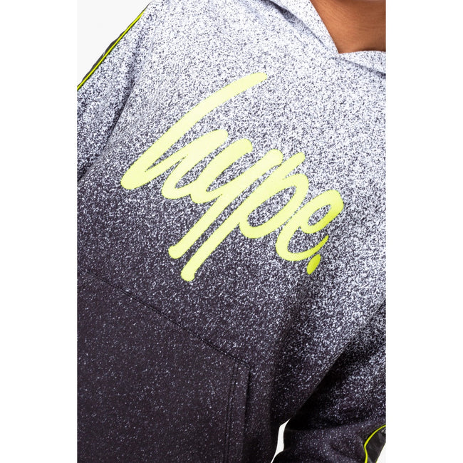 Monochrome-Lime - Side - Hype Boys Mono Speckle Fade Script Taped Hoodie