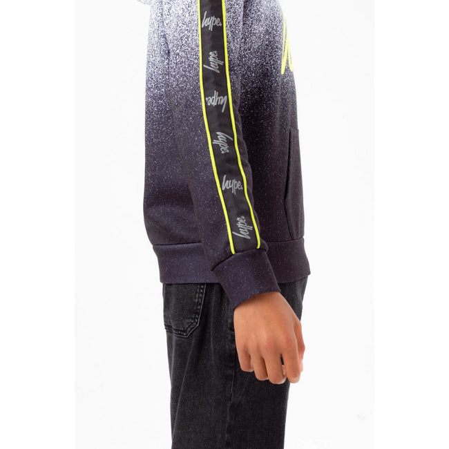 Monochrome-Lime - Lifestyle - Hype Boys Mono Speckle Fade Script Taped Hoodie