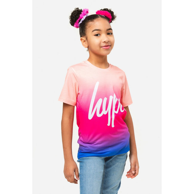 Purple-Yellow - Pack Shot - Hype Girls Fade Script T-Shirt