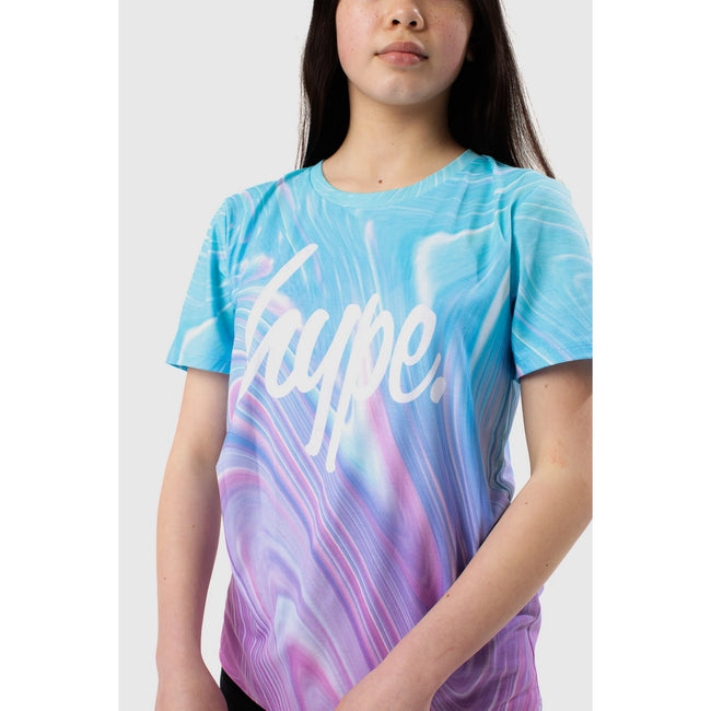 Teal-Purple - Side - Hype Girls Marble Script T-Shirt