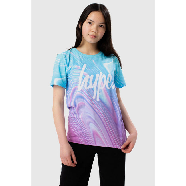 Teal-Purple - Lifestyle - Hype Girls Marble Script T-Shirt