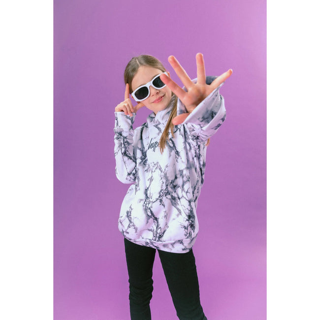 White - Side - Hype Boys Mini Script Marble Hoodie