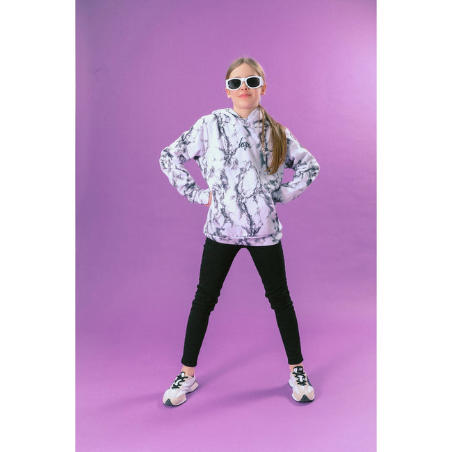 White - Lifestyle - Hype Boys Mini Script Marble Hoodie