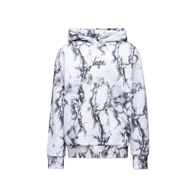 White - Front - Hype Boys Mini Script Marble Hoodie