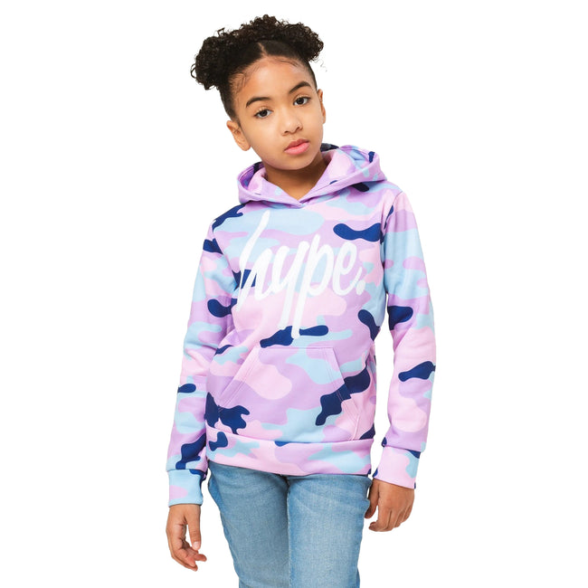 Pink-Purple-Blue - Back - Hype Girls Evie Camo Script Hoodie