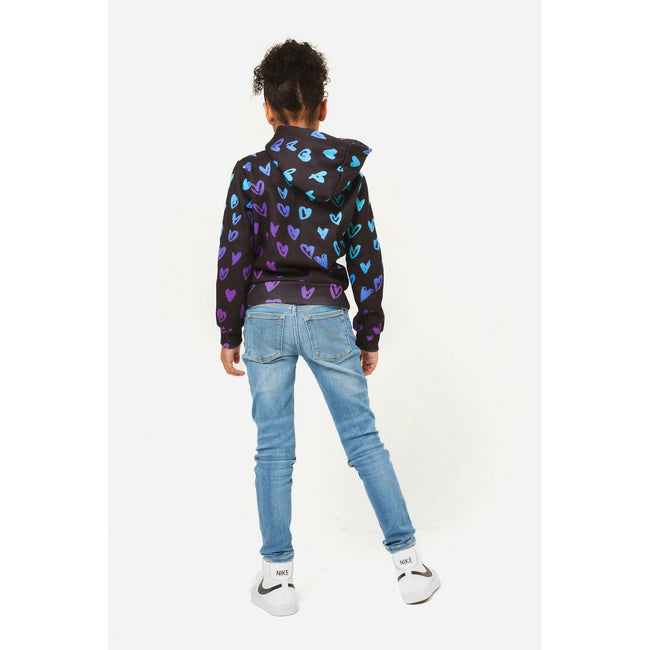 Black-Blue-Purple - Back - Hype Girls Scribble Heart Script Hoodie