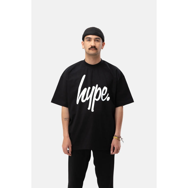 Black - Pack Shot - Hype Mens Script T-Shirt