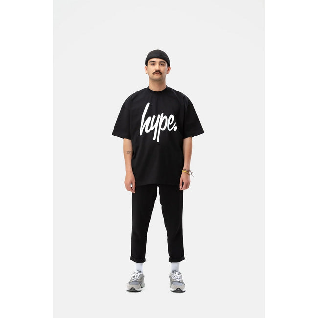 Black - Close up - Hype Mens Script T-Shirt