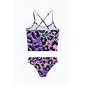 Black-Purple-Pink - Back - Hype Girls Leopard Script Bikini Set