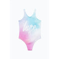 Pink-Blue-White - Front - Hype Girls Pastel Fade One Piece Swimsuit