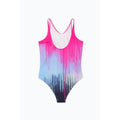 Pink-Blue-White - Back - Hype Girls Drip Script One Piece Swimsuit