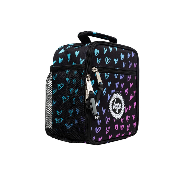 Black-Blue-Purple - Side - Hype Scribble Heart Crest Lunch Bag