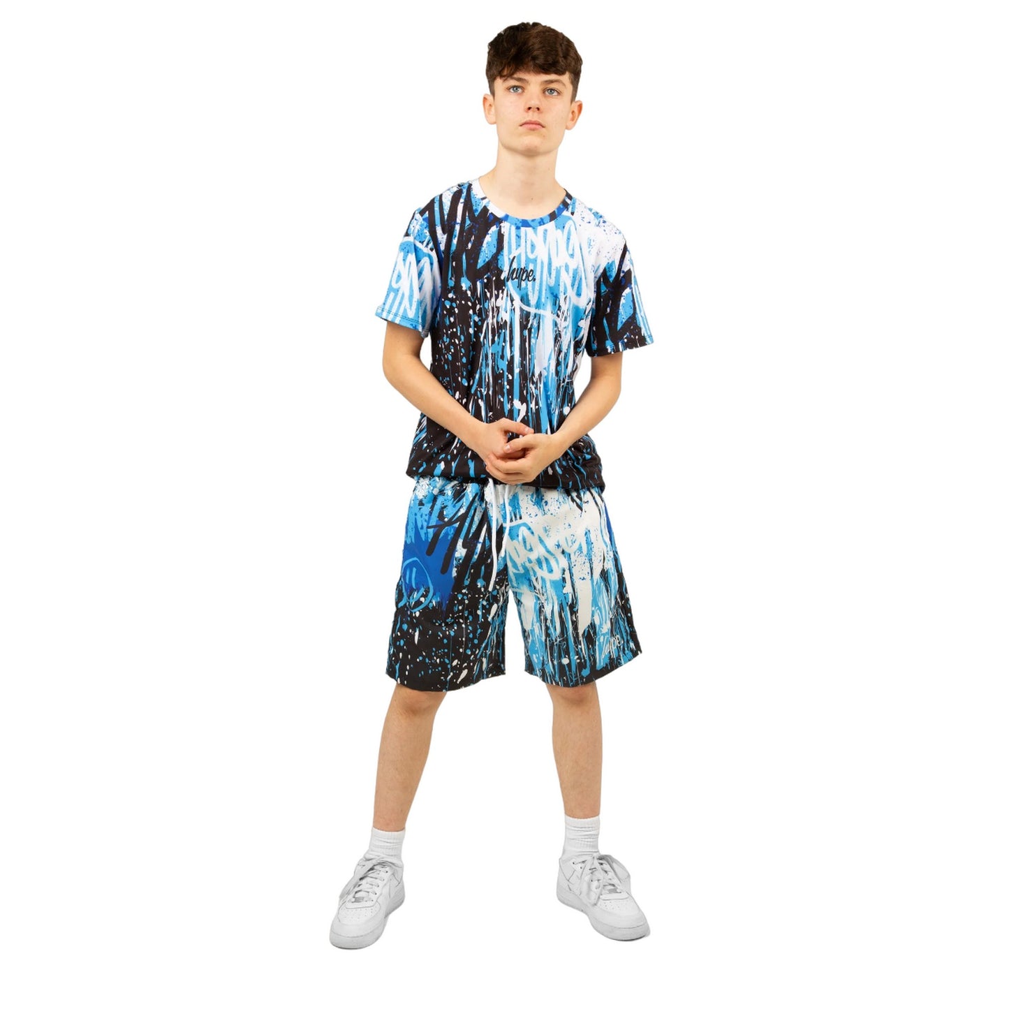 Black-Blue-White - Lifestyle - Hype Boys Graffiti Drips Casual Shorts