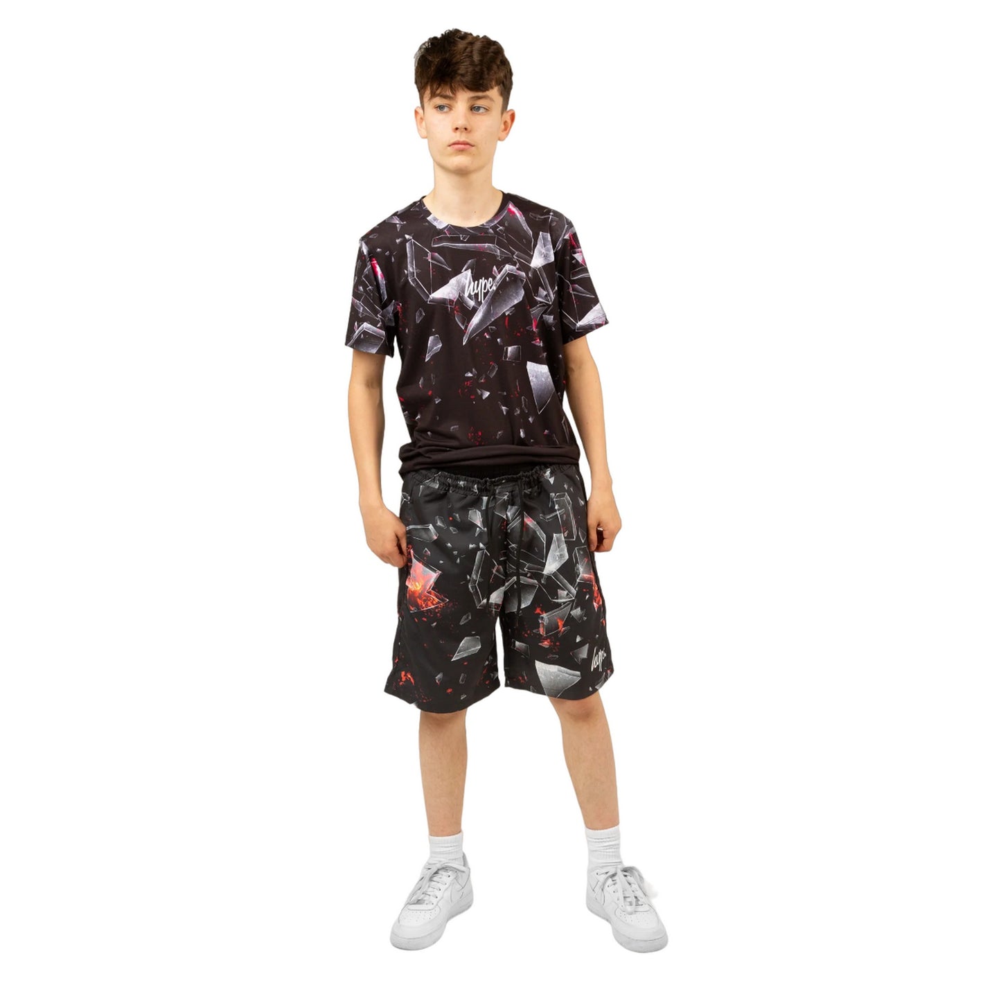 Black-White-Red - Lifestyle - Hype Boys Splat Casual Shorts