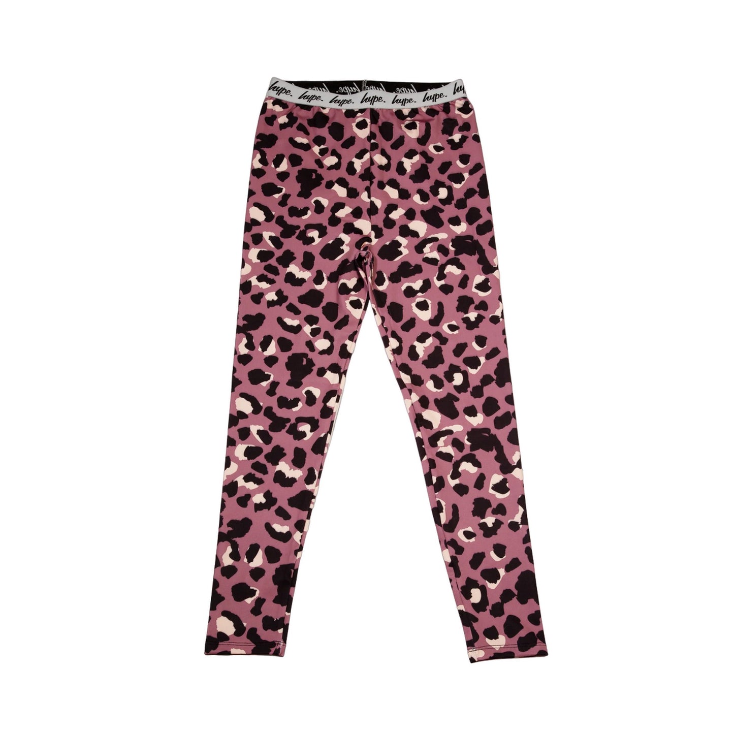 Purple-Black-Cream - Front - Hype Girls Mini Leopard Print Leggings