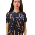 Black-Brown - Side - Hype Girls Scribble Hearts T-Shirt