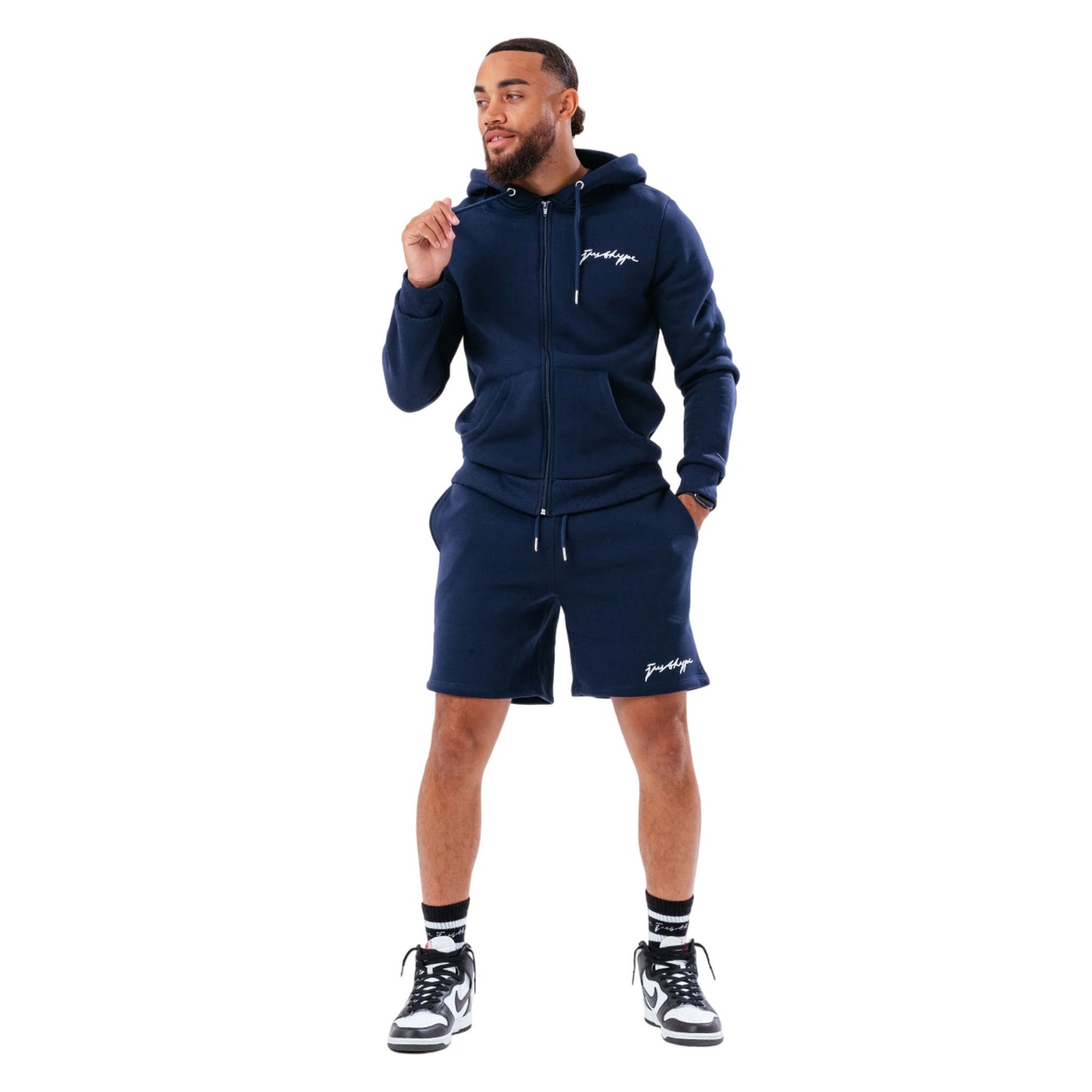 Navy - Side - Hype Mens Scribble Full Zip Hoodie