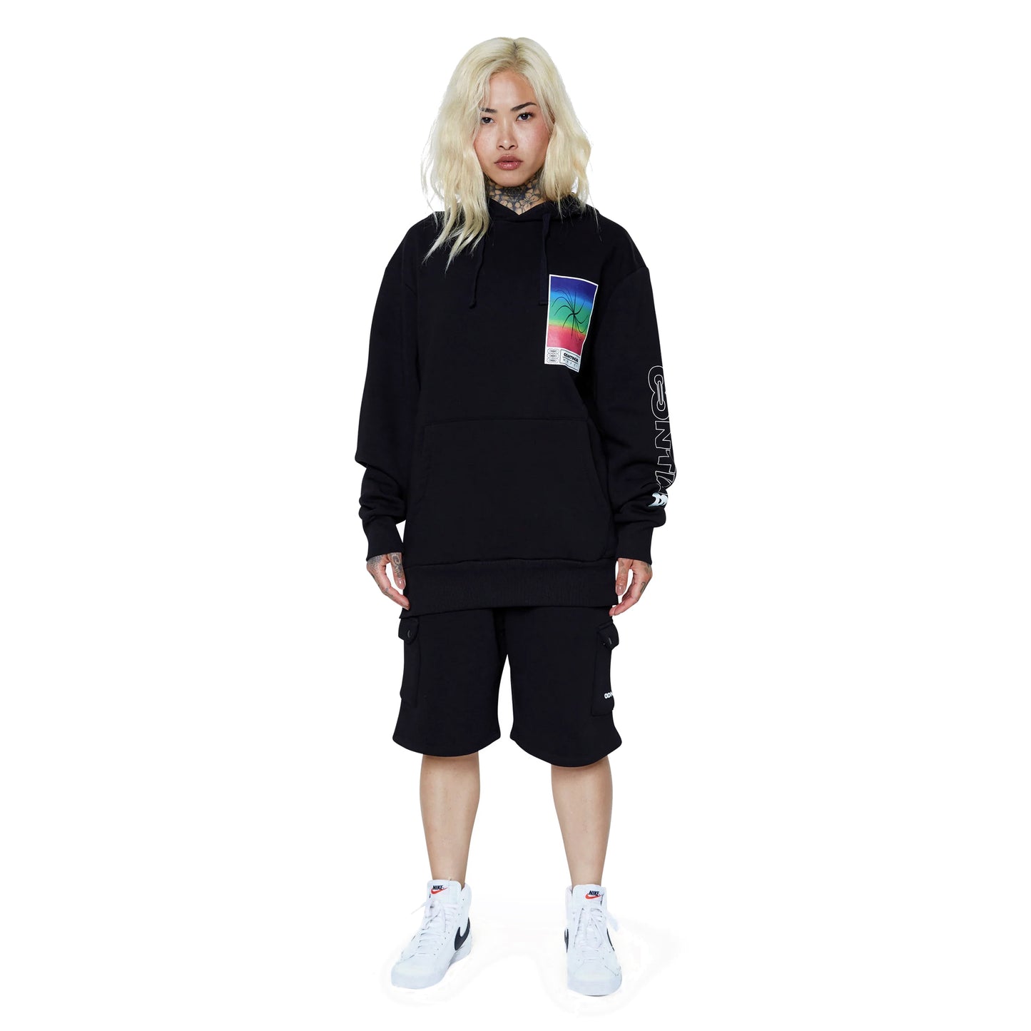 Black - Side - Hype Unisex Adult Square Spectrum Continu8 Boxy Hoodie