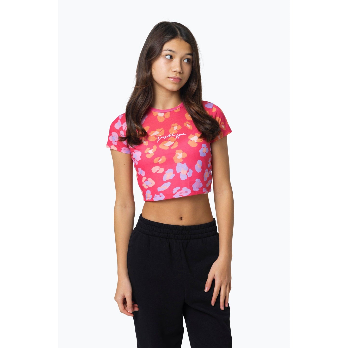 Pink - Front - Hype Girls Leopard T-Shirt