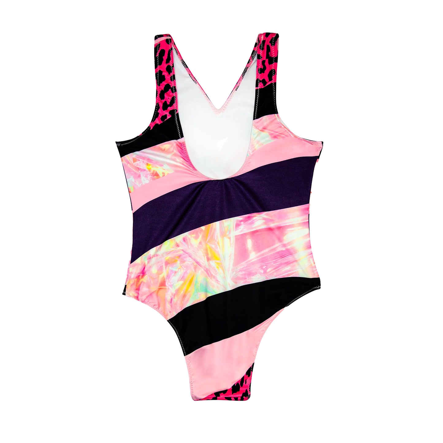 Multicoloured - Back - Hype Girls Stripe One Piece Swimsuit