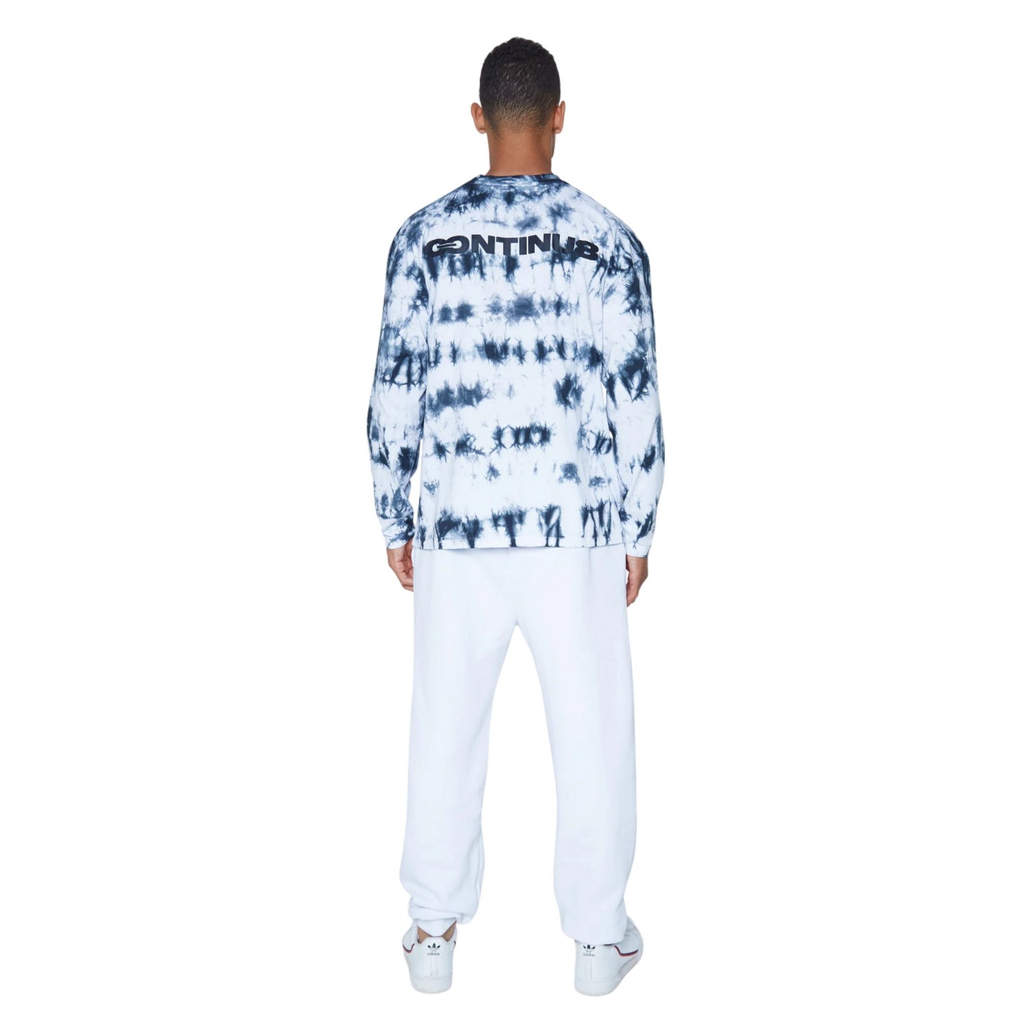 Blue-White - Lifestyle - Hype Unisex Adult Mono Tie Dye Continu8 Boxy Long-Sleeved T-Shirt