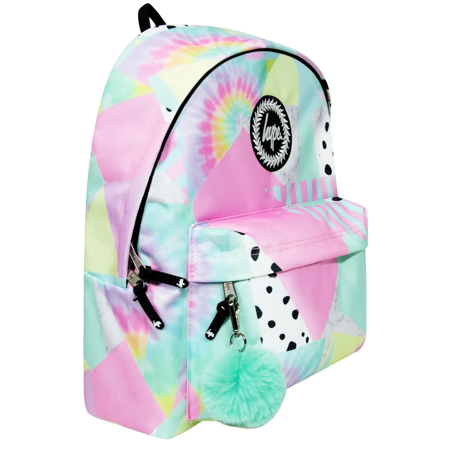 Pink-Multicoloured - Side - Hype Childrens-Kids Pastel Collage Backpack