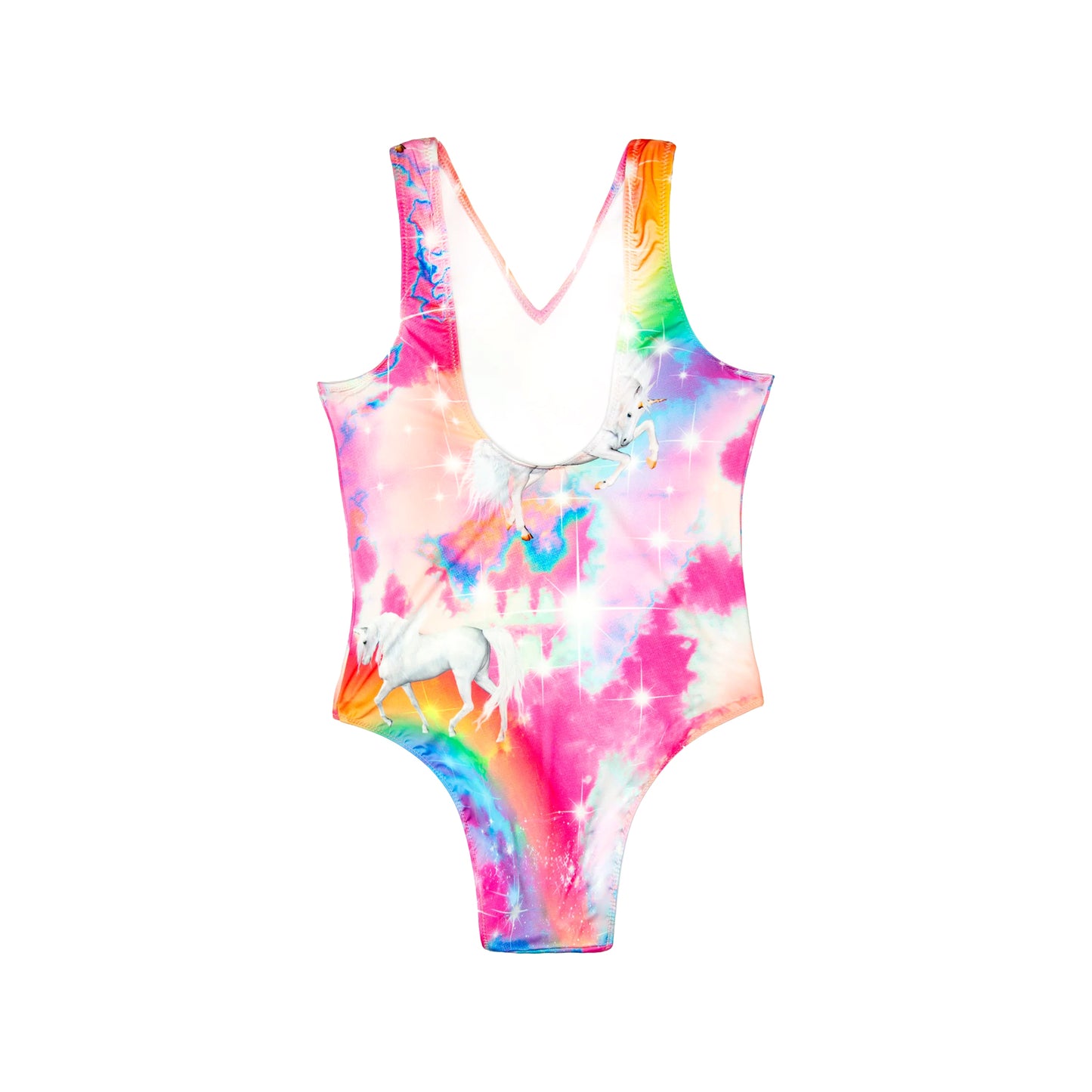 Multicoloured - Back - Hype Girls Rainbow Unicorn Sparkle One Piece Swimsuit
