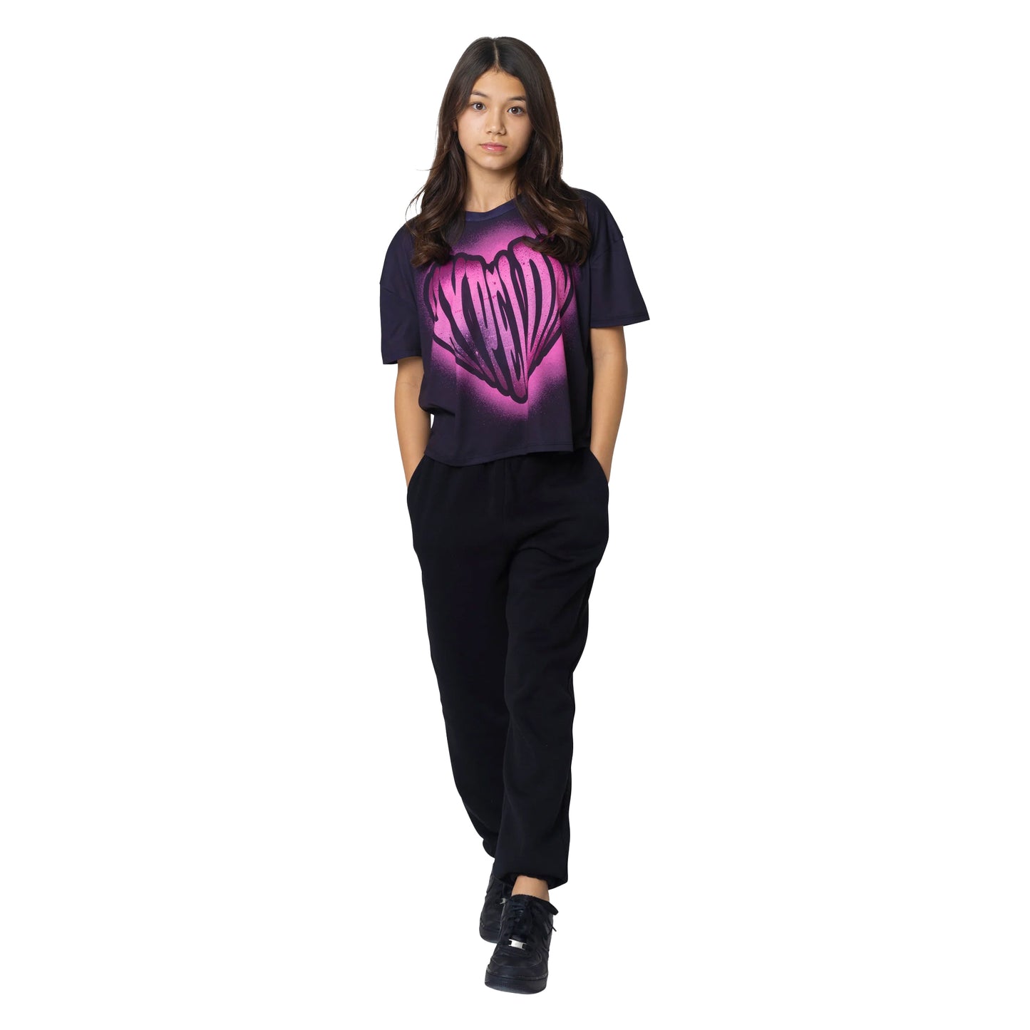 Black-Pink - Side - Hype Girls Heart Spray T-Shirt