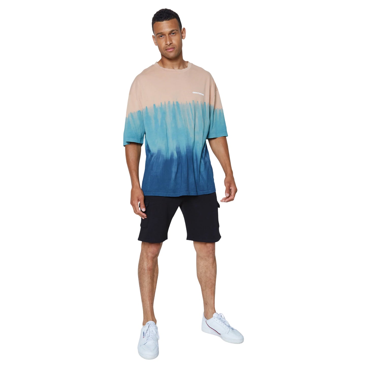 Beige-Navy - Side - Hype Unisex Adult Tie Dye Mushroom Continu8 Boxy T-Shirt